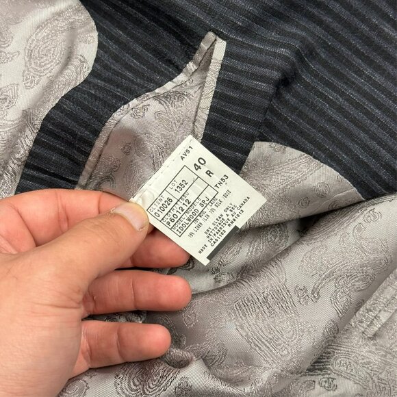 Jack Victor Wool Linen Silk Blazer Half Lined Sport Coat Striped Grey 40R - Picture 9 of 9